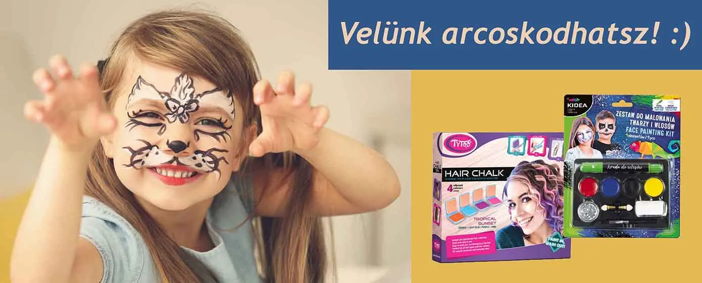 Arcfestékek, sminkek, hajkréták, tetoválások