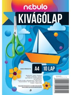 Színes papírok, kivágólapok, A/4, 80g, 10 lap/cs, Nebulo