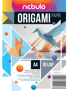 Színes papírok, origamipapír, A/4, 80g, 10 lap/cs, Nebulo