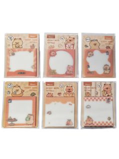   Kapibara jegyzettömb, 76x76mm, 50 lapos, átlátszó, csillogó papír, többféle mintával