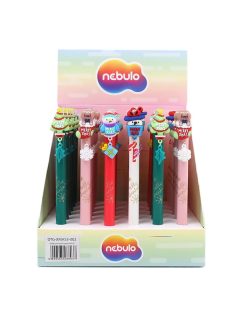   Golyóstoll, kék, karácsonyi mintás, Nebulo, Merry Xmas, lógó dísszel, többféle változat