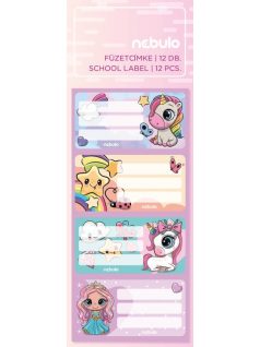 Unikornis és Királylány füzetcímke 12 db-os, Nebulo