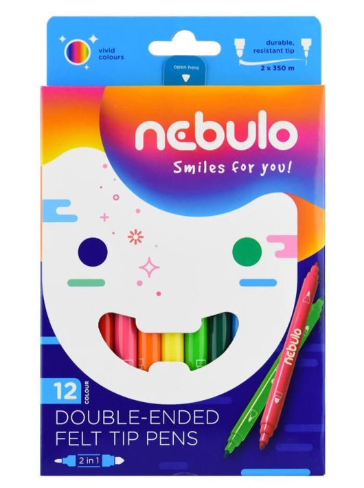 Filctoll készlet, 12 db-os, kétvégű, Nebulo