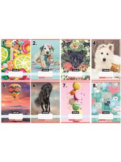   Vegyes mintás tűzött füzet A/5, 32 lap kockás, Cuki minták, Nebulo