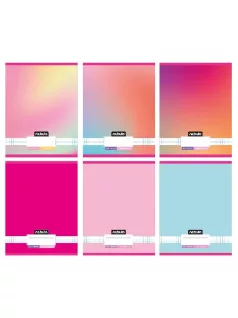   Lányos tűzött füzet A/4, 32 lap, kockás, Monochrome és Gradient minták I., Nebulo