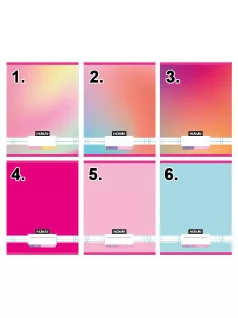   Lányos tűzött füzet A/4, 32 lap, kockás, Monochrome és Gradient minták I., Nebulo