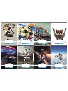   Vegyes mintás tűzött füzet A/5, 32 lap kockás, Vagány minták, Nebulo