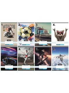   Vegyes mintás tűzött füzet A/5, 32 lap kockás, Vagány minták, Nebulo