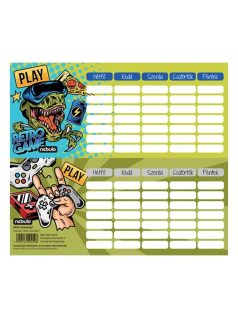 Gamer órarend, mini, 77x178mm, kétoldalas, Nebulo