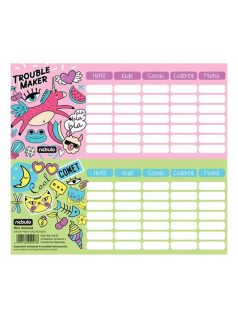 Girl Power órarend, mini, 77x178mm, kétoldalas, Nebulo