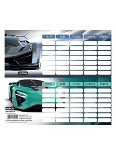 Sportautó órarend, mini, 77x178mm, kétoldalas, Nebulo