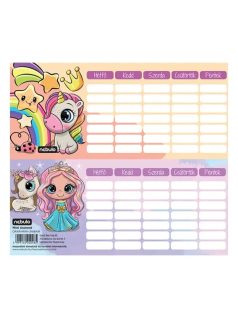   Unikornis és királylány órarend, mini, 77x178mm, kétoldalas, Nebulo