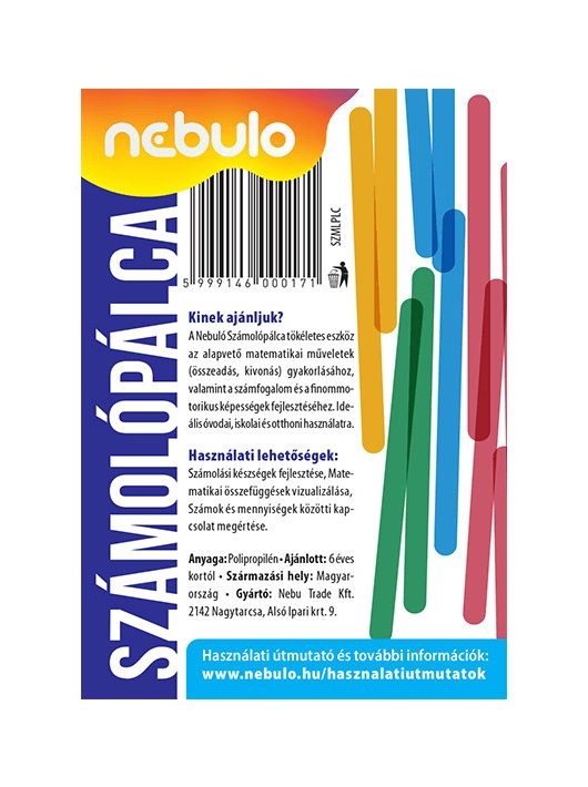 Számolópálca, 40 db/csomag, műanyag, Nebulo