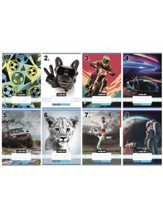   Vegyes mintás tűzött füzet A/5, 32 lap vonalas 2.osztály (16-32), Vagány minták, Nebulo