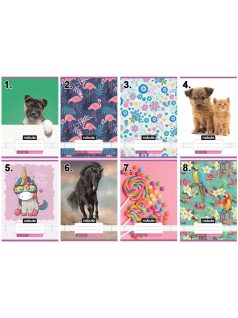   Vegyes mintás tűzött füzet A/5, 32 lap vonalas 3.osztály (12-32), Cuki minták, Nebulo