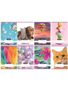   Vegyes mintás tűzött füzet A/5, 32 lap vonalas (21-32), Cuki minták, I.,  Nebulo