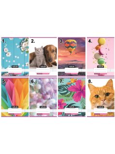   Vegyes mintás tűzött füzet A/5, 32 lap vonalas (21-32), Cuki minták, I.,  Nebulo