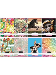   Vegyes mintás tűzött füzet A/5, 32 lap vonalas (21-32), Cuki minták, II.,  Nebulo