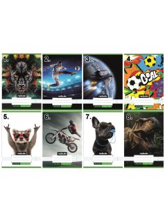   Vegyes mintás tűzött füzet A/5, 32 lap vonalas (21-32), Vagány minták, II.,  Nebulo