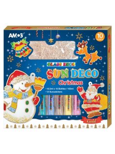   Üvegfesték készlet, 10x10ml 12 db fényvarázs formával, Amos, karácsonyi