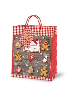 Karácsonyi ajándéktáska 14x11x6cm, kicsi, ginger man