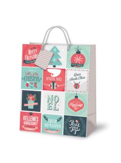   Karácsonyi ajándéktáska 23x18x10cm, közepes, hello winter