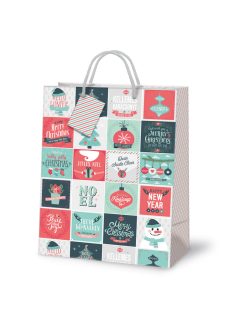   Karácsonyi ajándéktáska 45x33x10cm, extra nagy, hello winter
