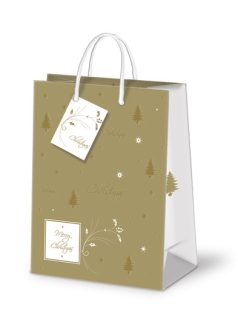   Karácsonyi ajándéktáska 23x18x10cm, közepes, gold conan, arany