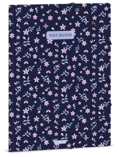Ars Una gumis mappa A/4, Navy Bloom, sötétkék, virágos