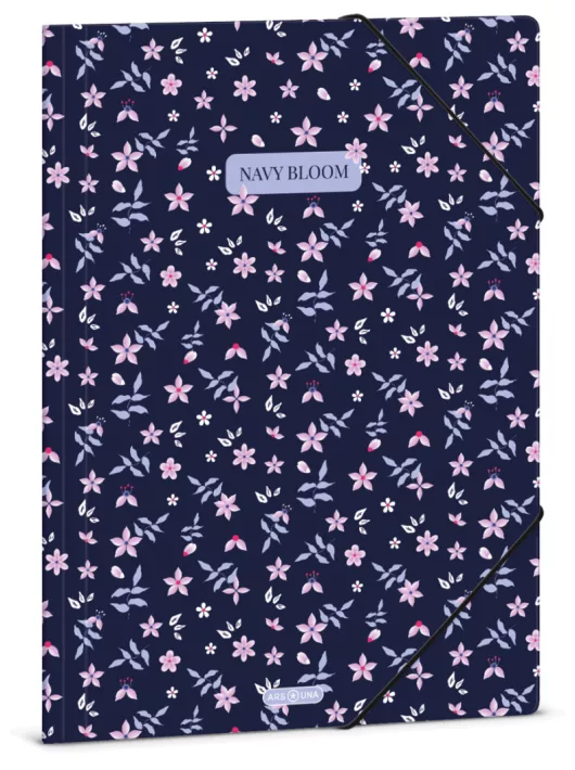 Ars Una gumis mappa A/4, Navy Bloom, sötétkék, virágos