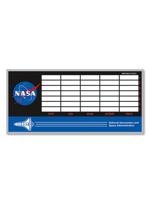 NASA órarend, 23x11 cm, kétoldalas, fekete