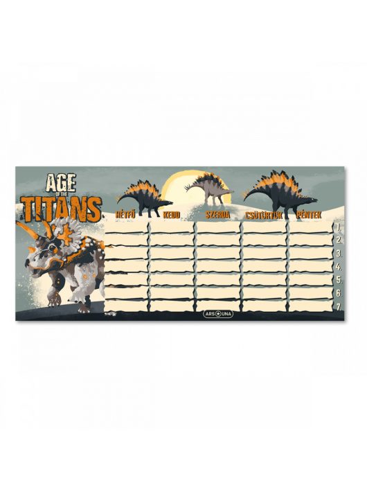 Age of the Titans, dinoszaurusz órarend, 23x11 cm, kétoldalas