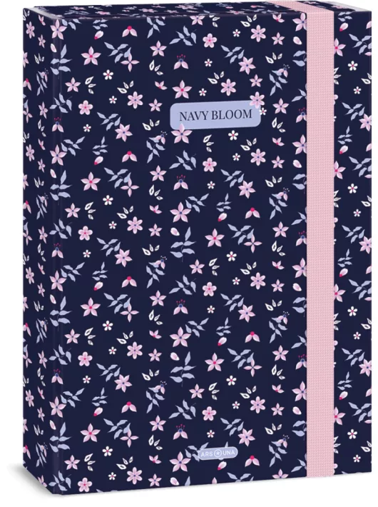 Ars Una füzetbox A/4, Navy Bloom, sötétkék, virágos