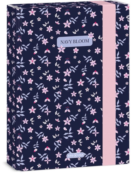 Ars Una füzetbox A/5, Navy Bloom, sötétkék, virágos