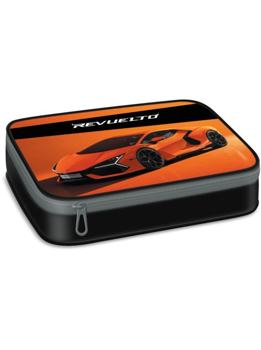 Lamborghini, autós tolltartó, belső emeletes, üres, fekete-narancs