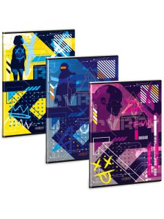 Cyberpunk tűzött füzet A/4, 40 lapos kockás, többféle