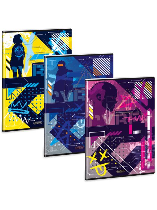 Cyberpunk tűzött füzet A/4, 40 lapos kockás, többféle