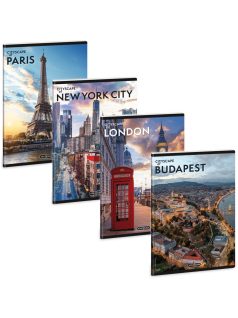 Cityscape tűzött füzet A/5, 40 lap kockás, többféle