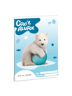   Cuki állatok tűzött füzet A/5, 32 lap vonalas 1.osztály (14-32), jegesmedve