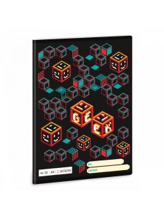   Geek tűzött füzet A/5, 32 lap vonalas 2.osztály (16-32), zöld-fekete