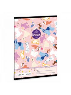   Doggy Friends, kutyás tűzött füzet A/5, 32 lap vonalas 2.osztály (16-32)