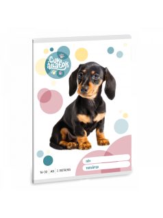   Cuki állatok tűzött füzet A/5, 32 lap vonalas 2.osztály (16-32), tacskó