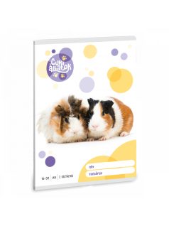   Cuki állatok tűzött füzet A/5, 32 lap vonalas 2.osztály (16-32), tengerimalac