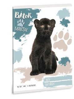   Bátor Mancsok tűzött füzet A/5, 32 lap vonalas 2.osztály (16-32), fekete párduc