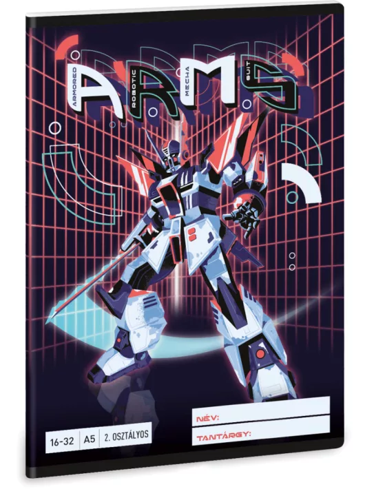 A.R.M.S. robotos tűzött füzet A/5, 32 lap vonalas 2.osztály (16-32), Ars Una