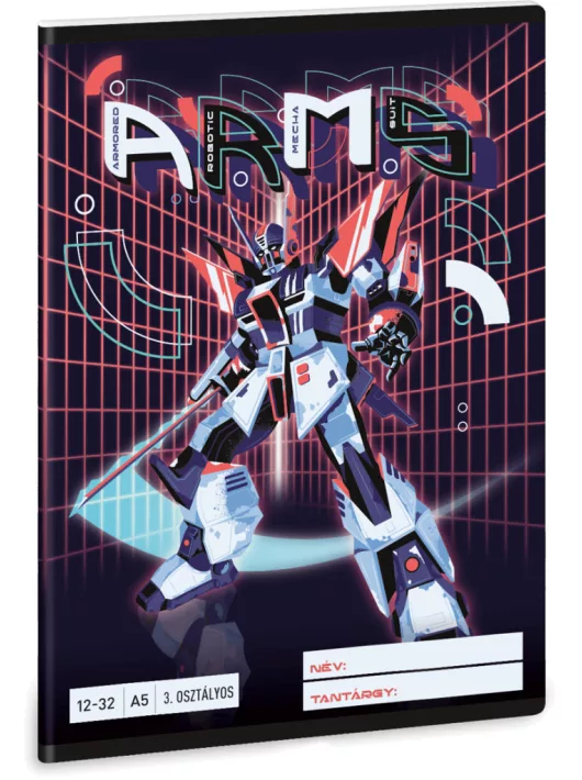 A.R.M.S. robotos tűzött füzet A/5, 32 lap vonalas 3.osztály (12-32), Ars Una