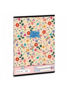 Flower Power, virágos tűzött füzet A/5, 32 lap sima 