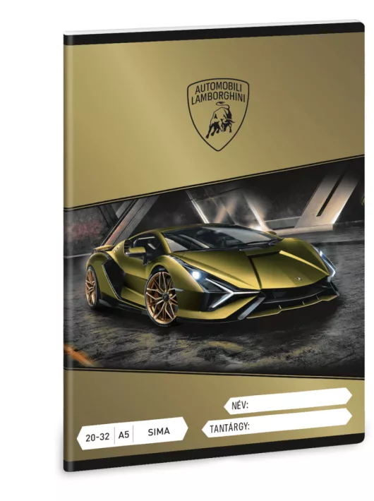 Lamborghini tűzött füzet A/5, 32 lap sima, Ars Una, arany színű