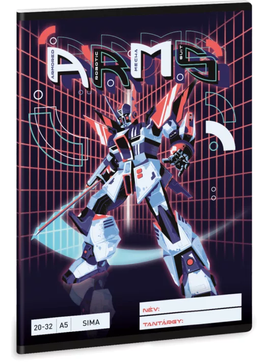 A.R.M.S. robotos tűzött füzet A/5, 32 lap sima, Ars Una