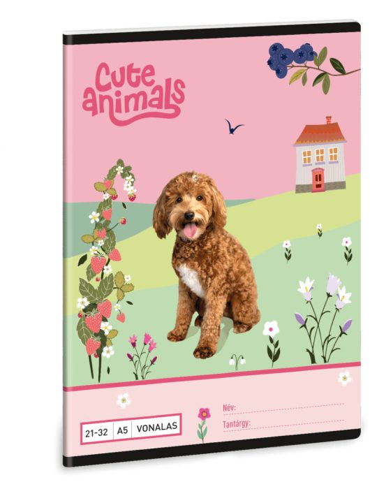 Doggie, kutyás tűzött füzet A/5, 32 lap vonalas (21-32), Cute Animals